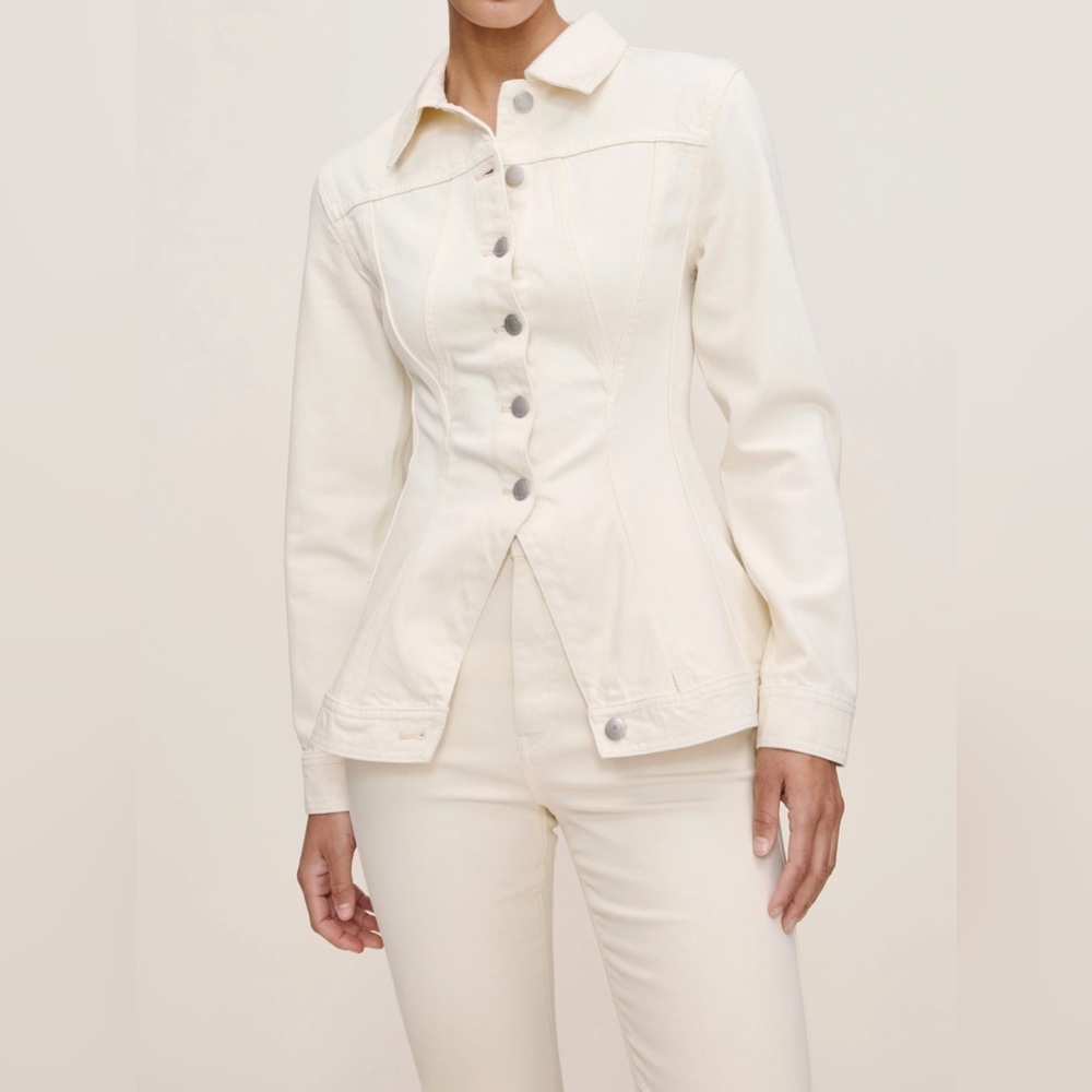 DL1961 New Peplum Jean Denim Jacket cream neutral S carolyn bessette kennedy